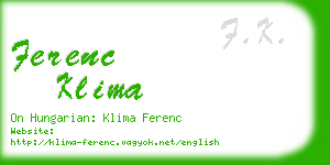 ferenc klima business card